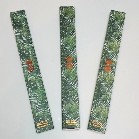 3X THE PINEAPPLE CO RE-USEABLE COPPER STRAW SET - Picture 1 of 5